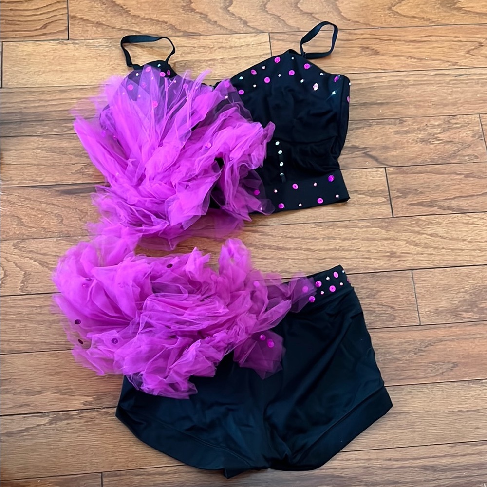 Kids Dance Costume in Black and Purple